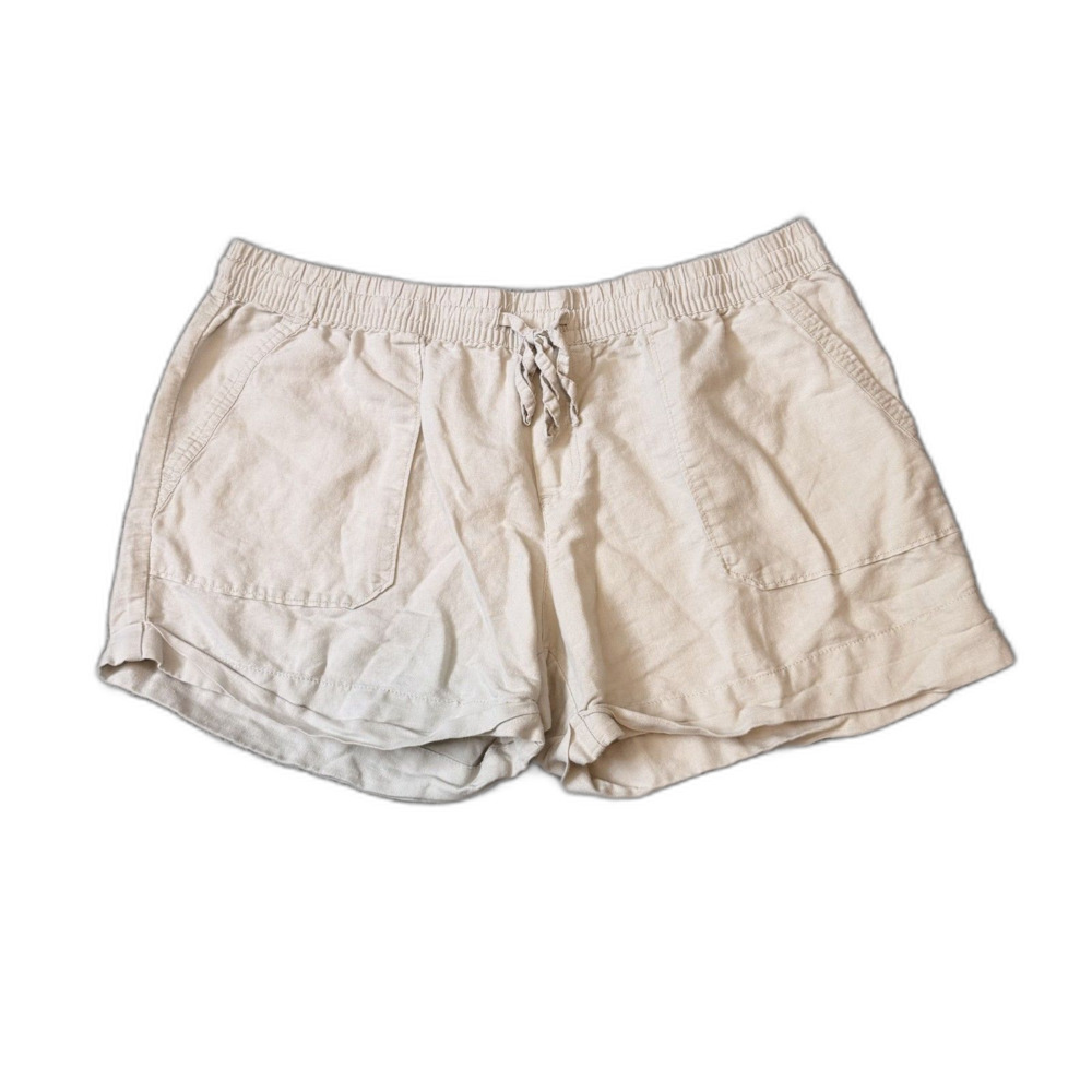 Joe Fresh Linen Blend Pull-On Shorts Beige Women’s Size Large Casual